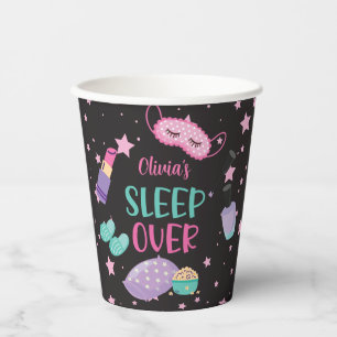 Gobelets En Papier Sleepover fête noire rose violet d'interpolation p