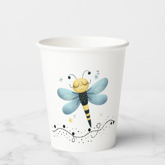 Gobelets En Papier Sleepy Whimsical Dragonfly Paper Cup (Verso)
