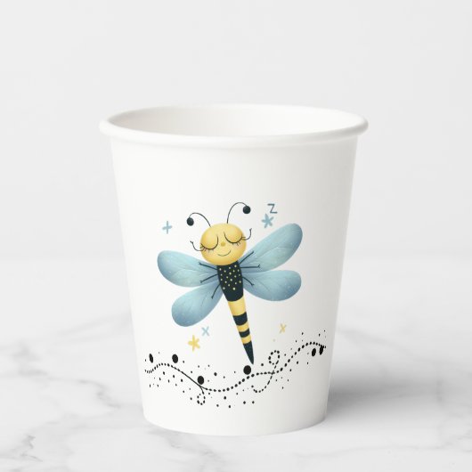 Gobelets En Papier Sleepy Whimsical Dragonfly Paper Cup (Recto)