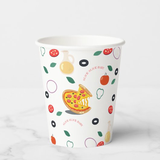 Gobelets En Papier Slice Slice Baby Pizza fête d'anniversaire (Verso)