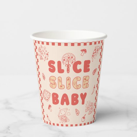 Gobelets En Papier Slice Slice Baby Pizza Hand Drawn Baby Shower (Verso)