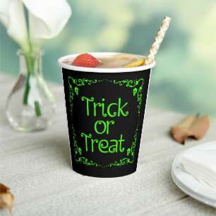 Gobelets En Papier Slime Halloween Vert Trick or Treat