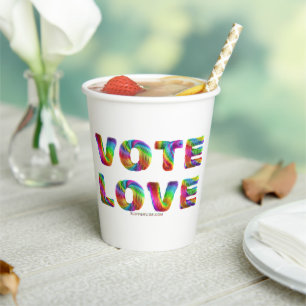 Gobelets En Papier SlipperyJoe vote amour égalité fourrure arc-en-cie