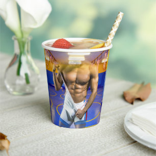 Gobelets En Papier SlipperyJoe's homme musclé renflement six-pack sal