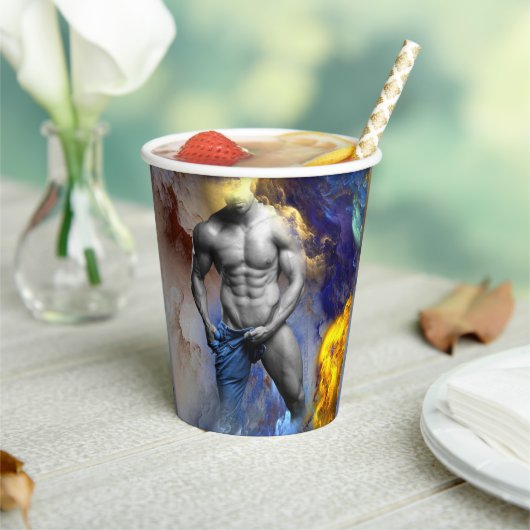 Gobelets En Papier SlipperyJoe's Man steamy shirt abs six pack (Insitu)