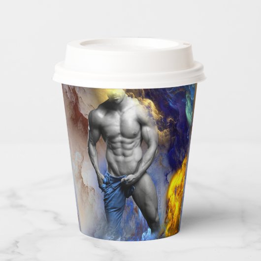 Gobelets En Papier SlipperyJoe's Man steamy shirt abs six pack (Recto)