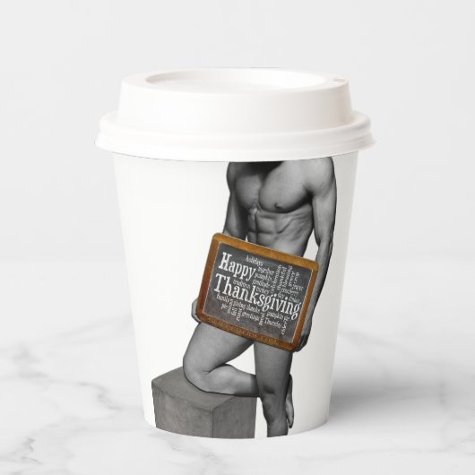 Gobelets En Papier SlipperyJoe's Thanksgiving man hot six pack abs un (Recto)