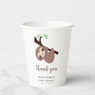 Gobelets En Papier Sloth Baby shower Jungle Party Genre neutre
