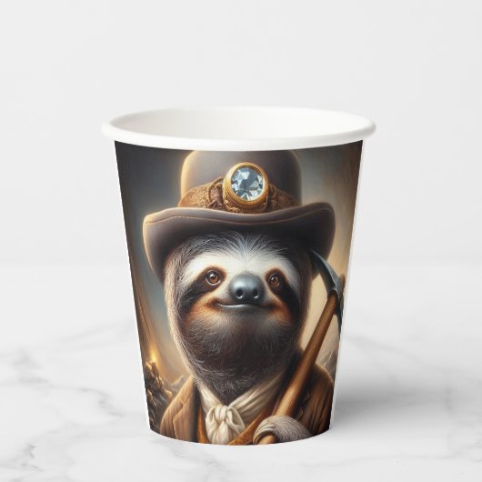Gobelets En Papier Sloth Gold Miner (Recto)