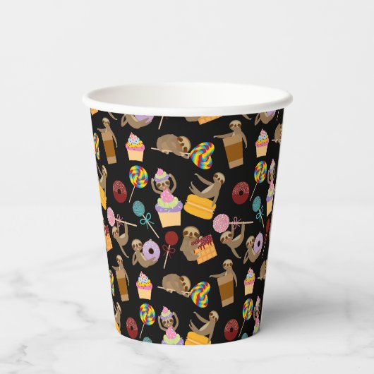 Gobelets En Papier Sloth Sweet Traitements Motif (Verso)
