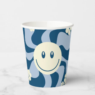 Gobelets En Papier Smile - Bleu foncé, Bleu clair et Crème