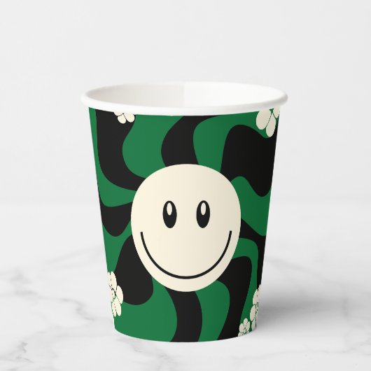 Gobelets En Papier Smile - Vert, Crème et Noir (Gauche)
