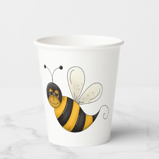 Gobelets En Papier Smiling Bee Fun Bumblebee Character (Recto)
