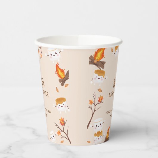 Gobelets En Papier S'more Love Fall Baby shower de camping rustique (Gauche)