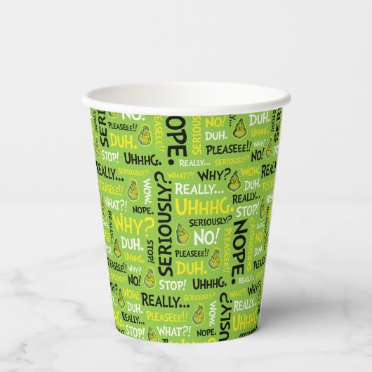 Gobelets En Papier Snarky Grinch | Phrase modèle Grinch Snarky (Verso)