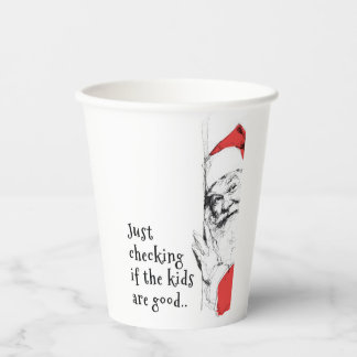 Gobelets En Papier Sneaky Père Noël, juste vérifier les enfants