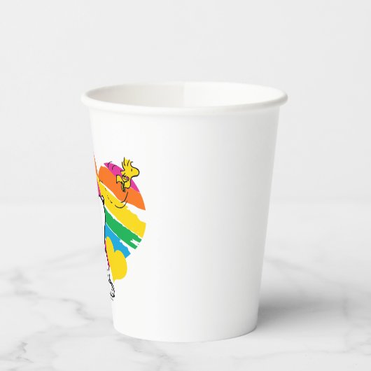 Gobelets En Papier Snoopy et Woodstock | Coeurs arc-en-ciel (Gauche)