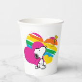 Gobelets En Papier Snoopy et Woodstock | Coeurs arc-en-ciel (Recto)