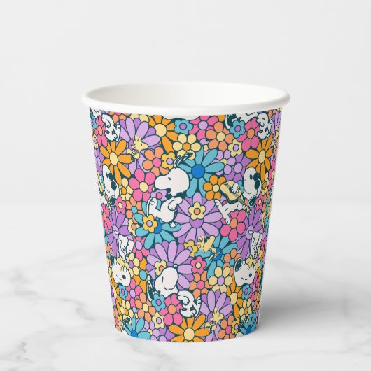Gobelets En Papier Snoopy & Motif de fleurs de bois (Verso)