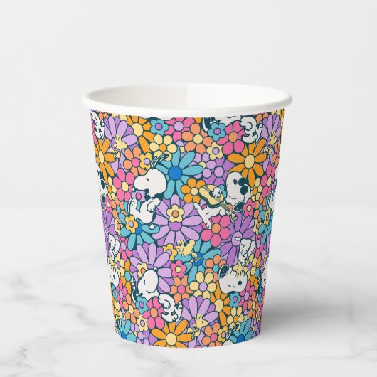 Gobelets En Papier Snoopy & Motif de fleurs de bois (Gauche)