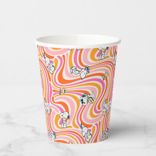 Gobelets En Papier Snoopy & Woodstock Super Vibes Motif orange (Gauche)