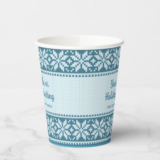 Gobelets En Papier Snowflake Blue Nordic Sweat personnalisé (Gauche)