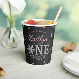 Gobelets En Papier Snowflake Winter Chalkboard 1er anniversaire