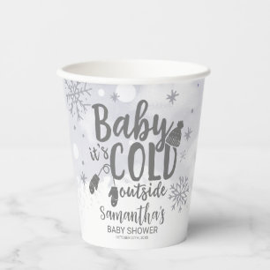 Gobelets En Papier Snowflakes Baby It's Cold Outside Baby shower Pape