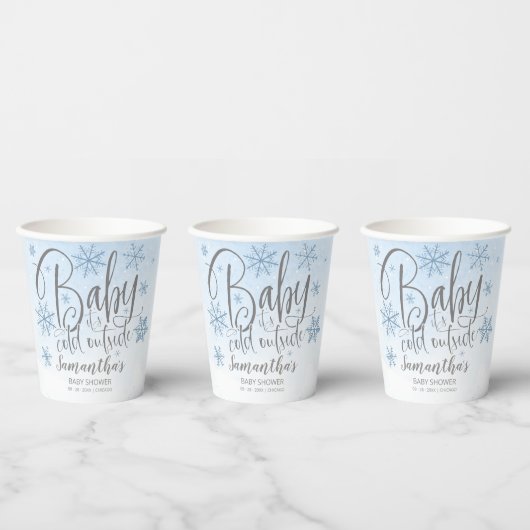 Gobelets En Papier Snowflakes Baby It's Cold Outside Boy Baby shower (Multi)