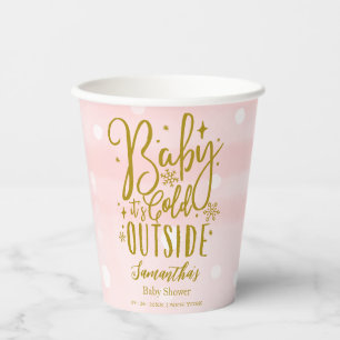 Gobelets En Papier Snowflakes Baby It's Cold Outside Girl Baby shower