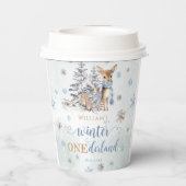 Gobelets En Papier Snowflakes des cerfs d'hiver UN derland Anniversai (Verso)