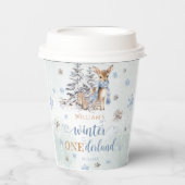 Gobelets En Papier Snowflakes des cerfs d'hiver UN derland Anniversai (Recto)