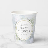 Gobelets En Papier Snowflakes d'hiver Baby shower verdoyant (Verso)