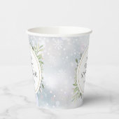 Gobelets En Papier Snowflakes d'hiver Baby shower verdoyant (Gauche)