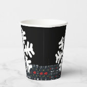 Gobelets En Papier Snowflakes et Feuilles de Noël avec dos noir (Droite)