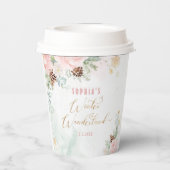 Gobelets En Papier Snowflakes hiver merveilleuse fille anniversaire (Verso)