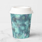 Gobelets En Papier Snowflakes le plus beau Motif ID Turquoise846 (Droite)