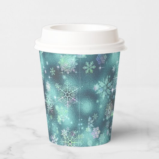 Gobelets En Papier Snowflakes le plus beau Motif ID Turquoise846 (Droite)