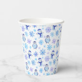 Gobelets En Papier Snowflakes, Snowmen et Pingouins de Noël (Verso)