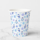 Gobelets En Papier Snowflakes, Snowmen et Pingouins de Noël (Recto)