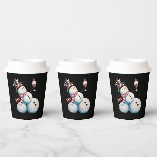 Gobelets En Papier Snowman Avec Vin Noël Drôle Noël Cadeau de Noël (Multi)