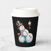 Gobelets En Papier Snowman Avec Vin Noël Drôle Noël Cadeau de Noël (Recto)