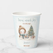 Gobelets En Papier Snowman Blue Winter Christmas Boy Baby shower (Verso)