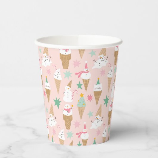 Gobelets En Papier Snowman Crème glacée cônes Noël Motif (Gauche)
