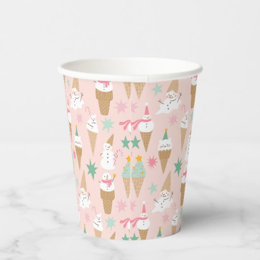 Gobelets En Papier Snowman Crème glacée cônes Noël Motif (Droite)