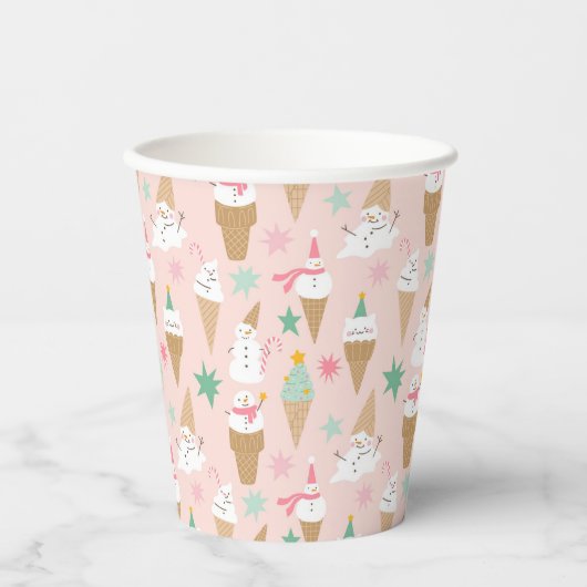 Gobelets En Papier Snowman Crème glacée cônes Noël Motif (Recto)