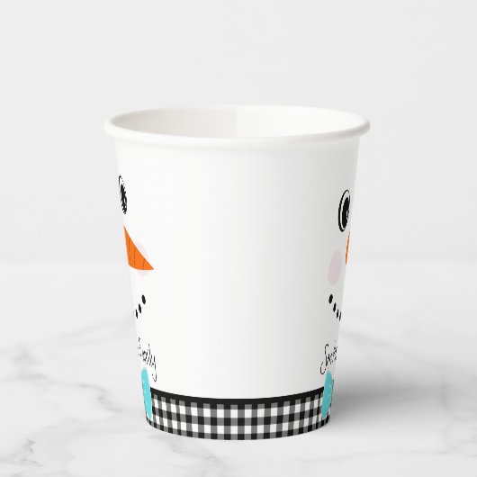 Gobelets En Papier Snowman face bleu Turquoise Bowling Black Buffalo (Gauche)