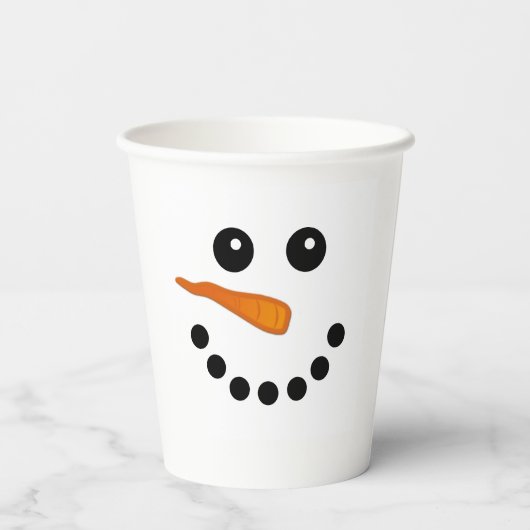 Gobelets En Papier Snowman Face Smile Vacances hiver mignon Coupes en (Verso)