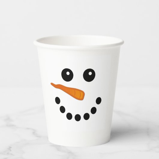 Gobelets En Papier Snowman Face Smile Vacances hiver mignon Coupes en (Recto)