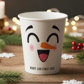 Gobelets En Papier Snowman Joyeux Noël mignon visage souriant hiver
